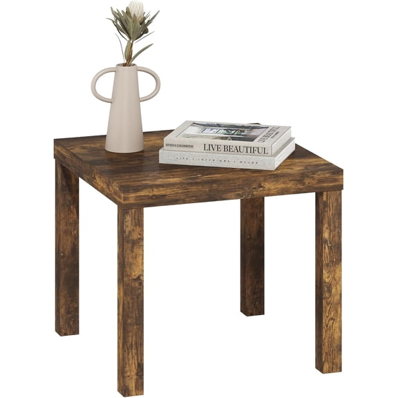 HWTER Classic Side Table, Square Modern End Table with 1.8" Triple Thick Tabletop, Simple Night Stand, Bedside Table, Toolless Assembly, for Living Room, Bedroom, Amber Pine