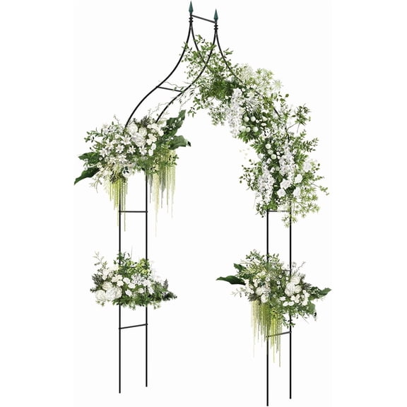 HWTER Metal Garden Arch Trellis - 9.5 FT Wedding Arbor for Ceremony, Garden Arbor for Climbing Plants Rose, Gothic Style Outdoor Archway for Lawn Backdrop Backyard Party Decoration