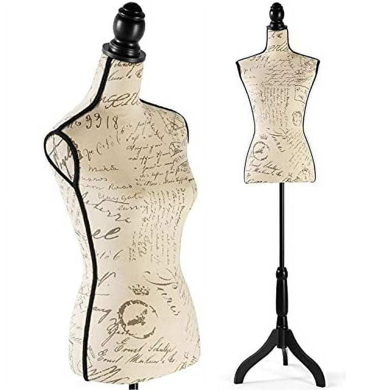 HWUNY Beige Female Mannequin Torso Body Manikin Dress Form with Black  Adjustable Tripod Stand