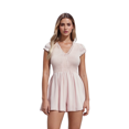thumbnail image 1 of HWWANBEI Women One Piece Gingham Romper Summer V-Neck Short Sleeve Jumpsuit Plaid Dressy Playsuit, 1 of 10