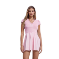 thumbnail image 1 of HWWANBEI Women One Piece Gingham Romper Summer V-Neck Short Sleeve Jumpsuit Plaid Dressy Playsuit, 1 of 9