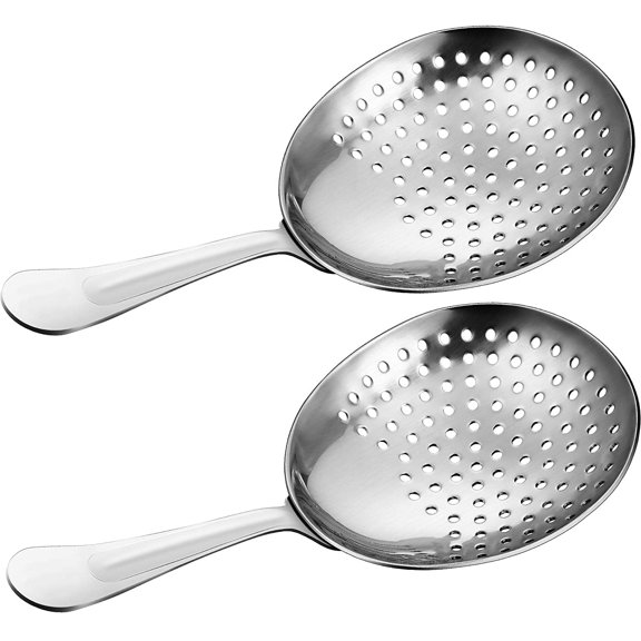 HWYUTDSAQR-2 Pack Julep Strainers Stainless Steel Strainer Cocktail Spoon for Loose Tea Filter Practical Bar Colander Tool for Commercial Bar Use (Silver)
