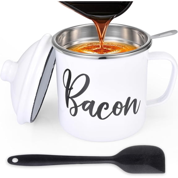 HWYUTDSAQR-Bacon Grease Container with Strainer - Bacon Grease Saver with strainer, 1.3L/46oz Large Grease Container for Kitchen, Keeper, Recipes, Dishwasher Safe