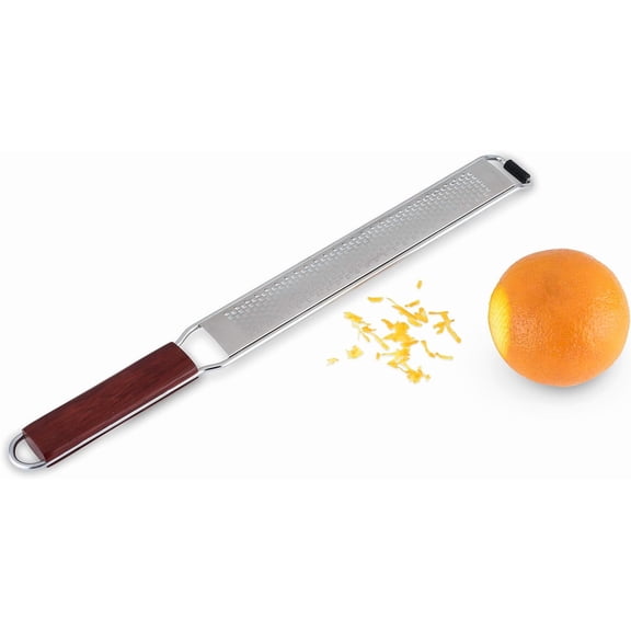 HWYUTDSAQR-Citrus and Cheese Grater, Stainless Steel Rasp Grater Zester with Acacia Wood Handle for Lemons, Oranges, Nutmeg & Cheese, Elegant Kitchenware for Cocktails, Cooking, & Bartender Gifts, Se