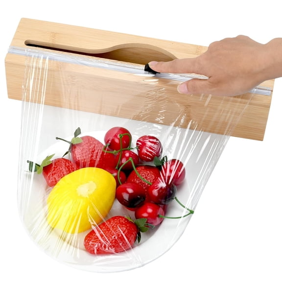 HWYUTDSAQR-Plastic Wrap Dispenser with Cutter,Cling Wrap with Slide Cutter for Kitchen Storage Organization Holder for 12" Roll