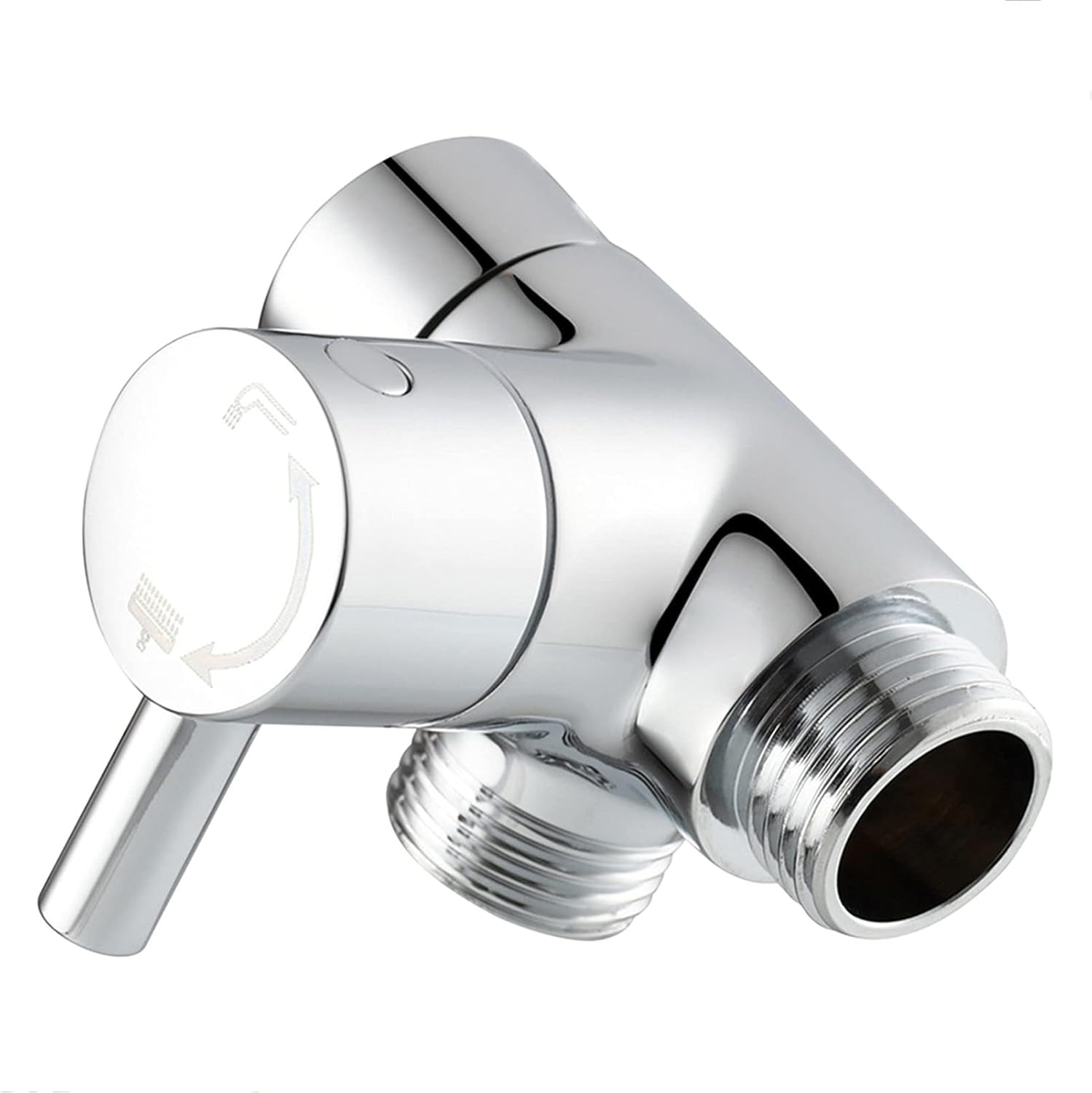 G 1/2 Connector Handheld Showerhead Fixed Spray Head Adapter Bathroom Shower Arm Diverter Modern Replacement Part 3 Way faucet(Chrome Plated) Chrome Plated Chrome Plated