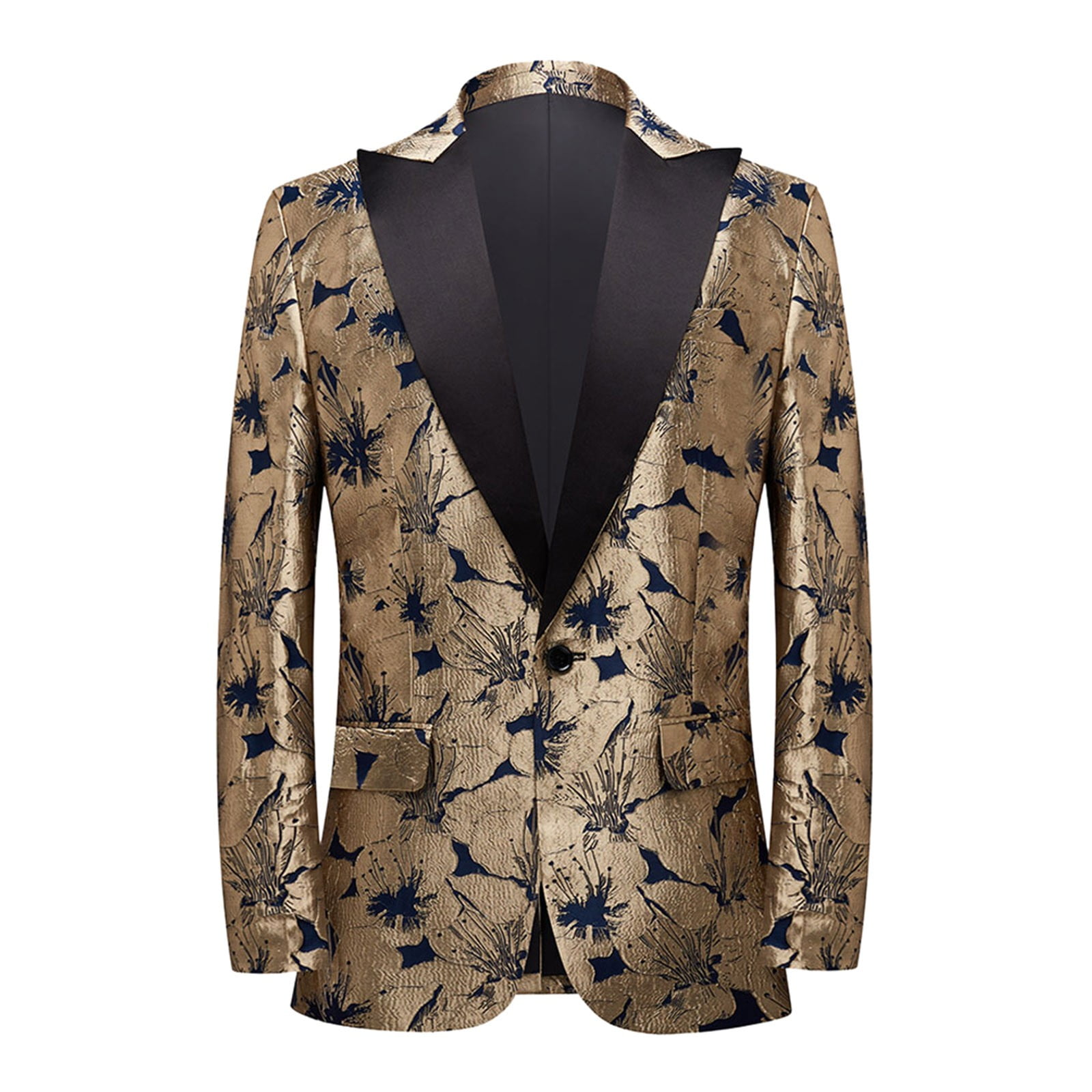 HWeei Male Prom Party Suit Flower Fashion Sequin Slim Fit Long Sleeve