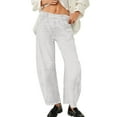 thumbnail image 1 of HWeei Mid Rise Barrel Jeans For Women Wide Leg Mid Waist Cropped Denim Pants Baggy Boyfriend Jeans With Pockets, 1 of 6
