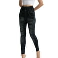 HWeei Suitable Leggings For Women Elastic Jeans Leggings Thermal Stripe
