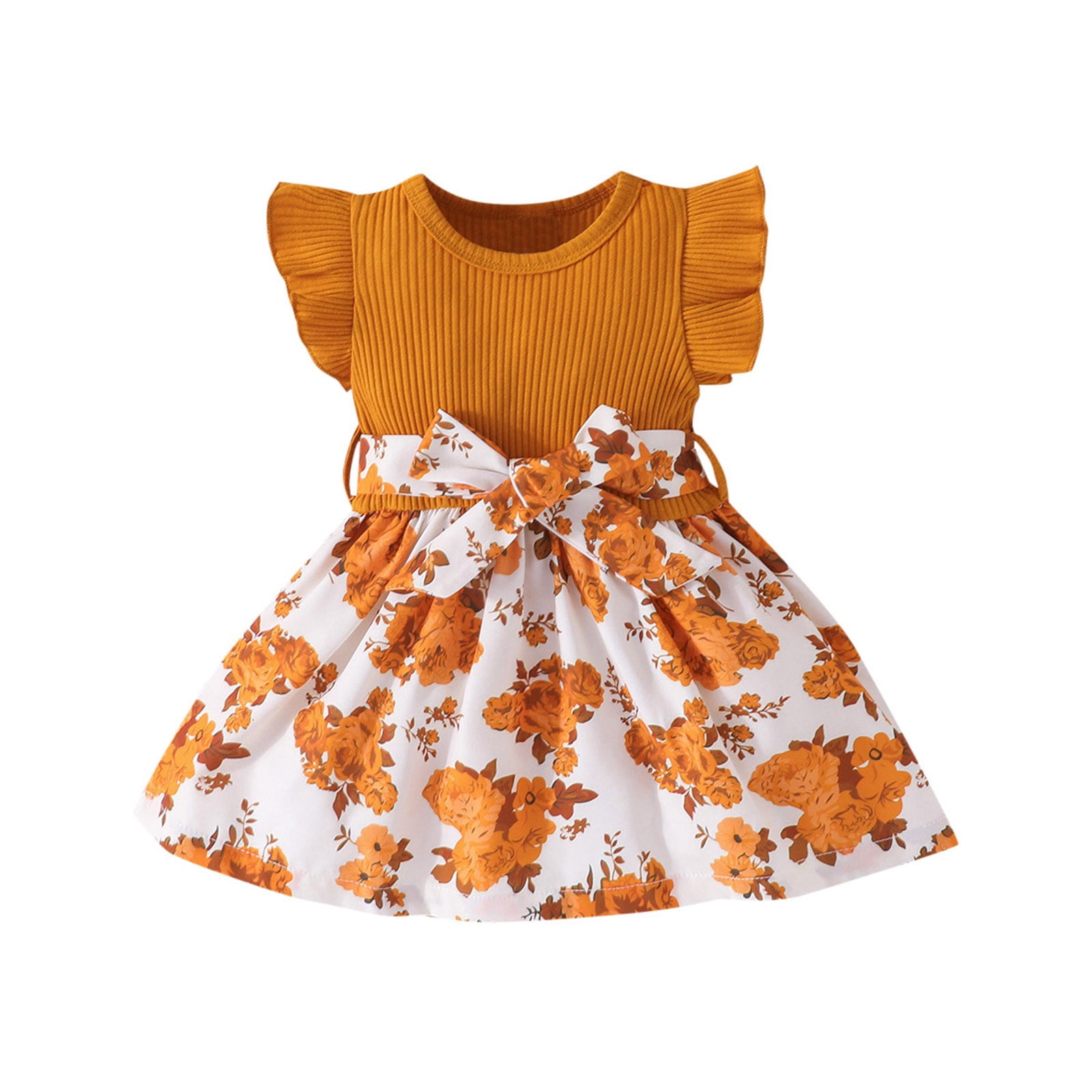 HWeei Toddler Baby Girl Clothes Summer Dress Ruffle Sleeveless Bow Top