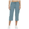 HWeei Women Cargo Capris Hiking Pants Summer Casual Drawstring High