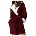 HWeei Women Hooded Bathrobe Lightweight Soft Plush Long Flannel