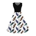 HWeei Women's Feathered Print Style Vest Sleeveless Side Zipper Skirt