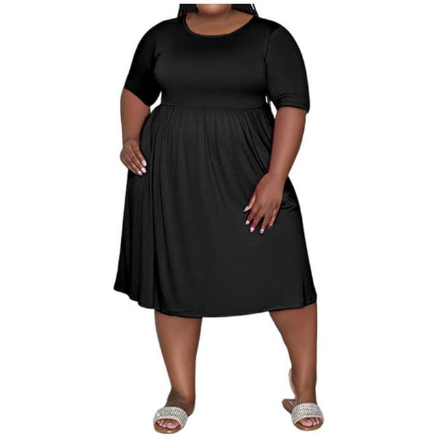 HWeei Women's Solid Round Neck Pullover Short Sleeved Fashionable