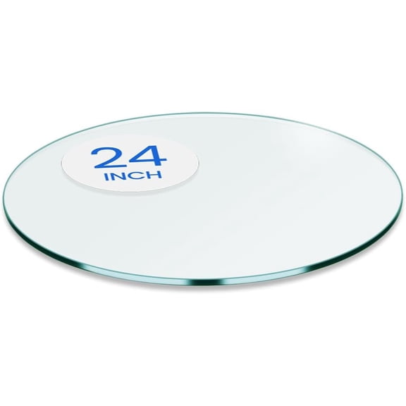 HWong 24 inch Round Glass Table Top - Tempered - 3/8" Thick Glass Surface, Safe Flat Polished, Multipurpose for Dining Table, Patio, Coffee and End Table