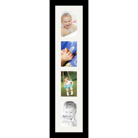 HWong Collage Photo Frame Single Mat with 4-4x6 Openings and Satin Black Frame.