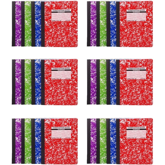 HWong Composition Books (Assorted Marble Comp - College Ruled, 24 Units (6-4pks))