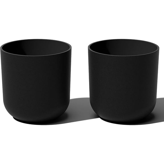 HWong Mason Series Lima Planter - Round Planter for Indoor or Outdoor Porch/Garden | Made from Plastic-Stone Composite with Drainage Holes | Modern Dcor for Succulents, Flowers, Small Plants