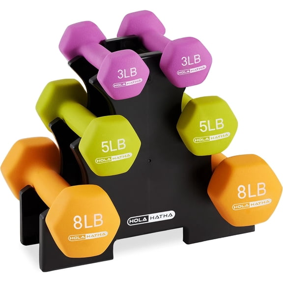 HWong Neoprene Dumbbell Weights Set w/Rack, Home Gym Equipment - Portable Weighted Exercise Dumbbells for Fitness, Training, and Lifting Workouts