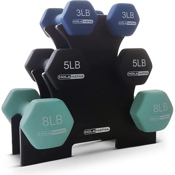 HWong Neoprene Dumbbell Weights Set w/Rack, Home Gym Equipment - Portable Weighted Exercise Dumbbells for Fitness, Training, and Lifting Workouts