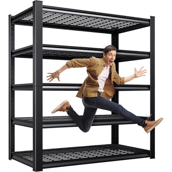 HWong Storage Shelves, 2500lbs Garage Shelving,Adjustable Heavy Duty Shelving Unit,5T Tall Garage ShelvesMetal Standing Shelf Units,Utility Rack For Kitchen Warehouse Industrial Basement 72*36*16