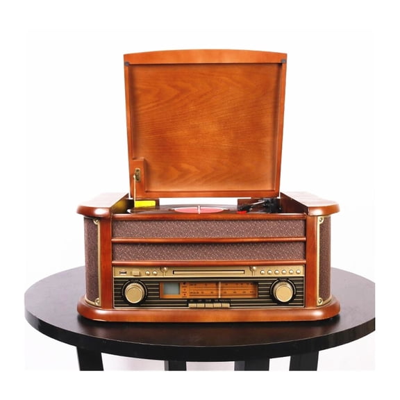 HX Classic Retro LP Vinyl Gramophone Record Player Bluetooth Turntable CD Player Retro FM Radio 220v ,Easy to Install