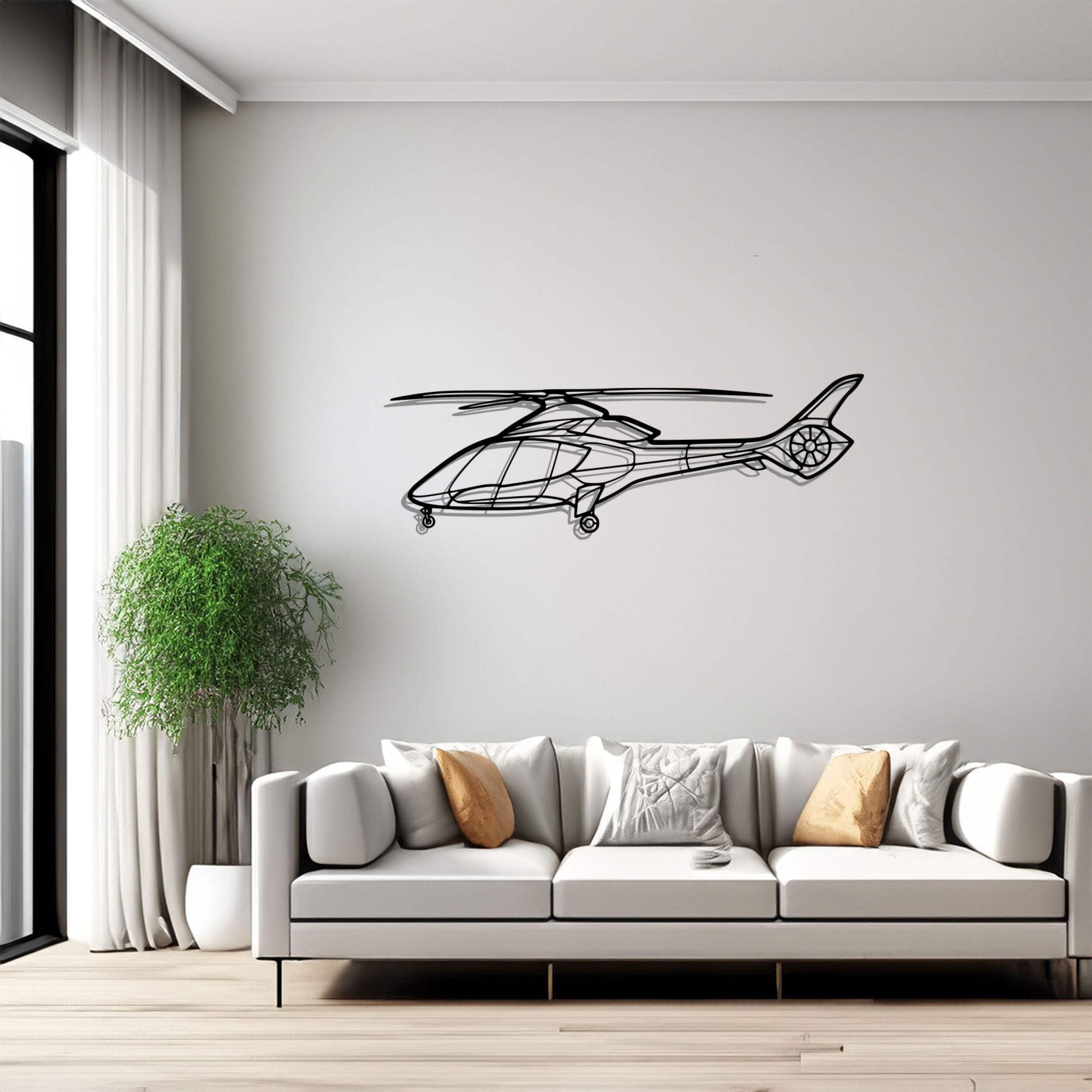 HX50 Helicopter Silhouette Metal Wall Art, Helicopter Silhouette Wall Decor, Metal Helicoptert