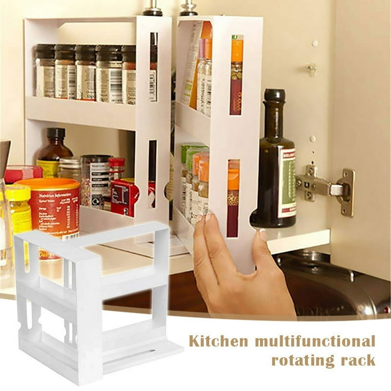 Teamkio Bamboo Spice Rack Organizer for Cabinet, 2-Tier Pull Out Spice  Rack, Tool-Free Install Slide Out Vertical Seasoning Spice Organizer for