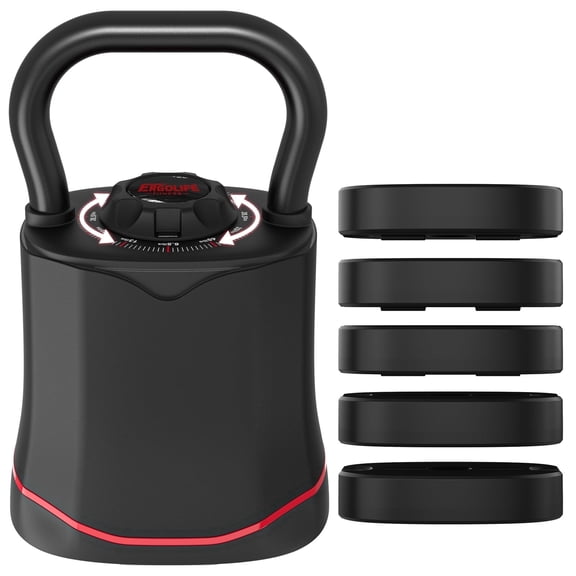 HXD-ERGO FlexBell Pro - 6-in-1 QuickSwitch Adjustable Kettlebell Set for Full Body Training (6.5-40lbs)