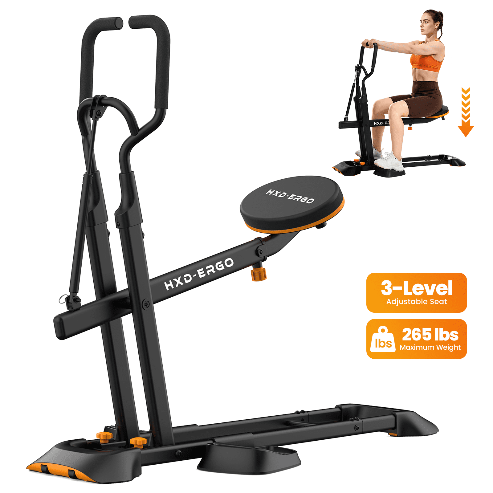 HXD-ERGO HXD-ERGO Deep Squat Machine for Home, Workout Equipment for Legs, Glutes and Core, Guided Squat Protects Knees, Easy Assemble, 3-Level Adjustable Seat, Lower Body Trainer for Home Gym