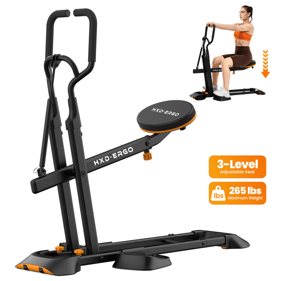 HXD-ERGO Deep Squat Machine for Home, Workout Equipment for Legs, Glutes and Core, Guided Squat Protects Knees, Easy Assemble, 3-Level Adjustable Seat, Lower Body Trainer for Home Gym
