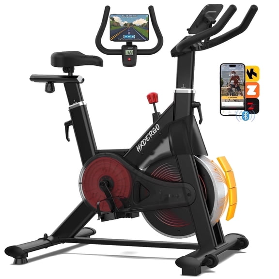 HXD-ERGO Exercise Bike Magnetic Home Stationary Bike with Free App Quiet Indoor Cycling Bike with 350lbs,with LCD Monitor Height-Adjustable Padded Seat