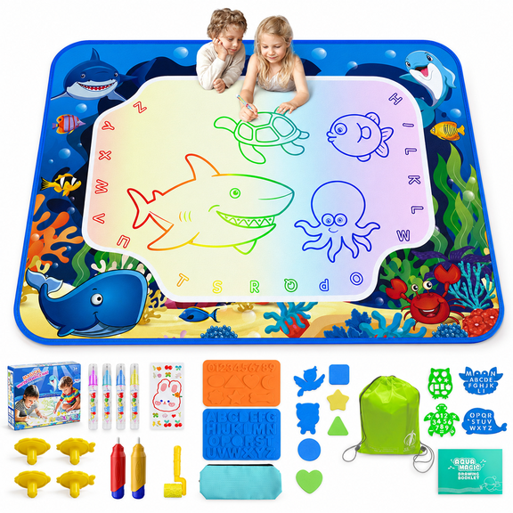 HXFOU Water Doodle Mat for Kids, Mess Free Coloring Painting Toy, Gift Set for Toddlers 2-7