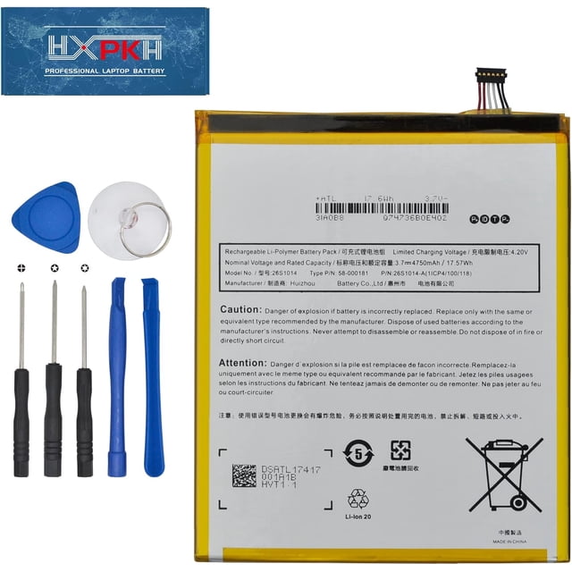 Battery for 26S1014 58-000181 58-000219 MC-31A0B8 Kin Fire 8 7 Generation Kin Fire 8.7 Kin Fire HD8 8TH L5S83A SX0340T SX034QT 3.7 Li-P polymer 46500. mAh / 17.21 Wh