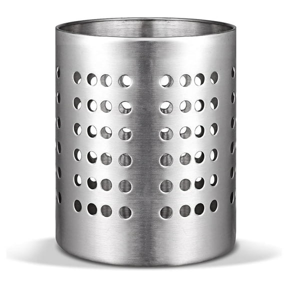 Stainless Steel Utensil Drying Rack,Metal Cylinder Draining Organizer,Kitchen Chopstick Holder with Round Drain Holes,for Forks Knives Spoons