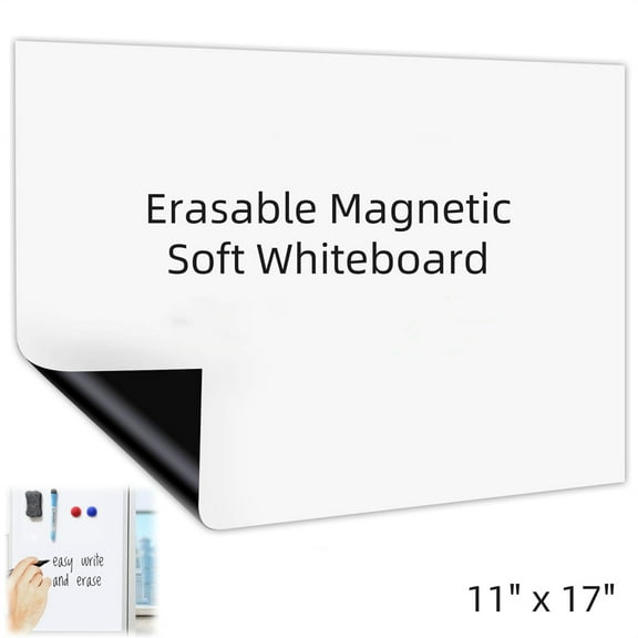 HXRH 1 Pcs Erasable Magnetic Soft Whiteboard,White Message Board Refrigerator Sticker,Dry Erase Calendar Notes,Blank Self Adhesive Memo Board,for Home Kitchen Office 11" x 17"