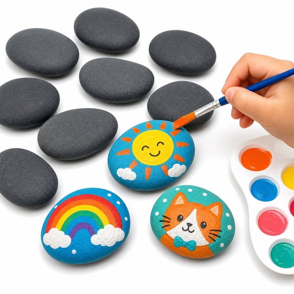HXRH 10Pcs River Rocks for Painting 1.18-1.97 inch Natural SmoothFlat Painting Rocks & Craft Stones DIY Stones for Arts Crafts Decoration Painters