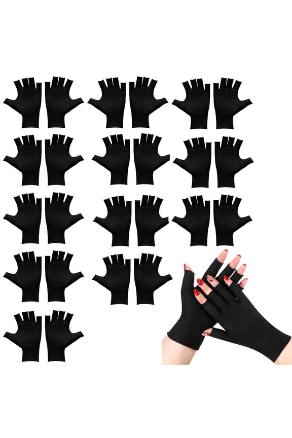 12 Pairs Fingerless Cotton Gloves Washable and Reusable Moisturizing Gloves for Dry Hands Sleeping Eczema Gloves Fingerless Glove Soft and Comfortable(Black)