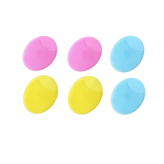 HXRH 2.6x2.2x0.8In Multi-Color Soft Silicone Scrubber,Portable Face Exfoliator Pad for Girl,Set of 6 Reusbale Facial Cleansing Brush for Removing Exfoliating