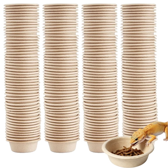 HXRH 200Pcs Paper Gecko Food Cups 1oz Food and Water Feeding Dish Bowls Mini Dish Bowls for Crested Gecko Lizards Reptiles Pets