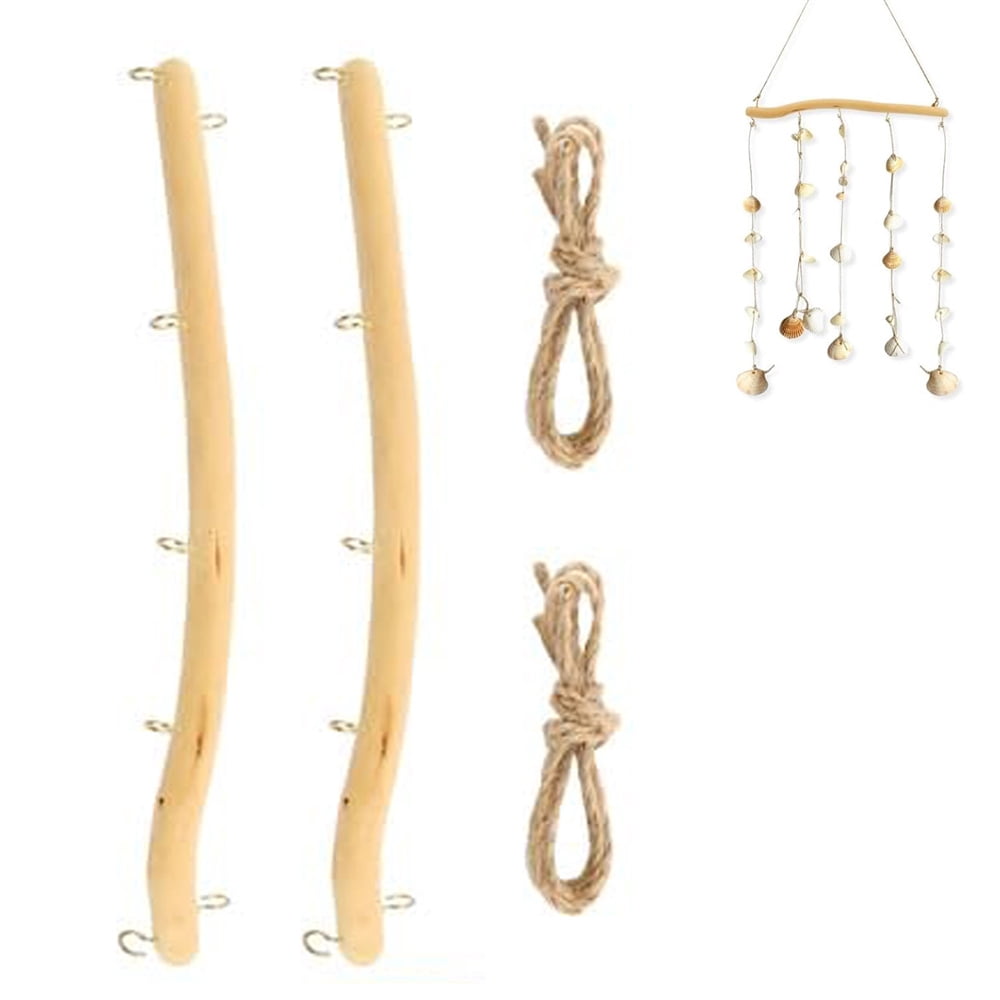 HXRH 2Pcs Driftwood Wall Hanging Jewelry Hanger 16Inch Rustic Solid Wood Wall-Mounted Organizer with 5 Hook for Keys Hats Entryway