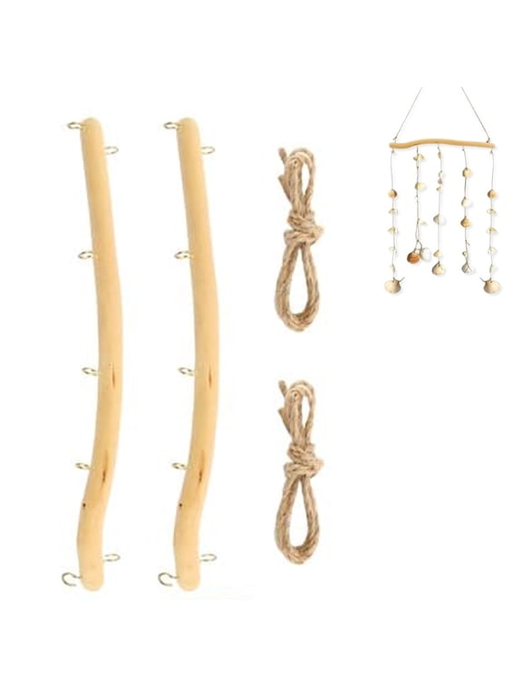 2Pcs Driftwood Wall Hanging Jewelry Hanger 16Inch Rustic Solid Wood Wall-Mounted Organizer with 5 Hook for Keys Hats Entryway