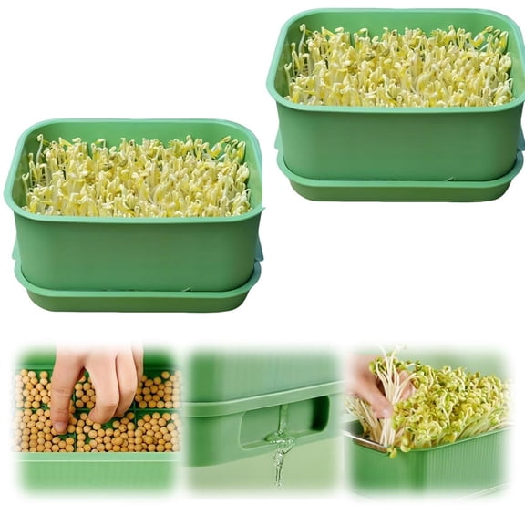 HXRH 2Pcs Seed Sprouting Kit Free PP Soil-Free Sprouting Tray for Germination Multifunctional Sprout Maker for Growing Bean Sprouts Broccoli Alfalfa and Microgreens