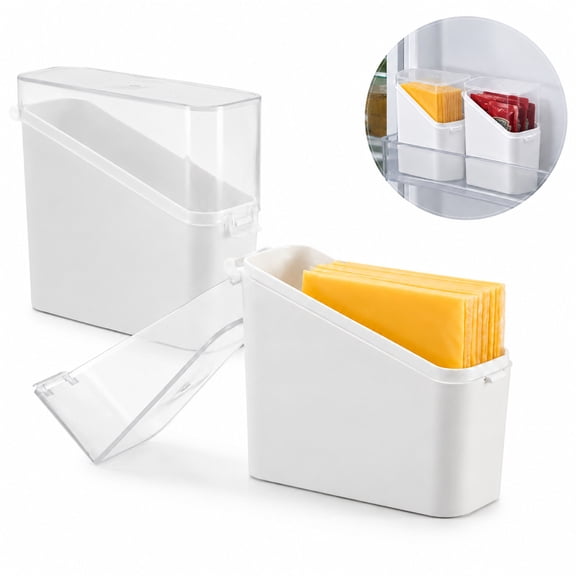HXRH 2Pcs Sliced Cheese Storage Container for Fridge Clear Airtight Slice Holder Container with Flip Lid Plastic Cheese Keeper Cheese Saver Holder for Keeps Slice Cheese Fresh