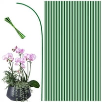 HXRH 40 Pack Plant Support Stakes with Cable Ties,Plastic Coated Plant Stakes,Bendable Orchid Sticks,15.7 inch Long Flower Stakes,for Indoor Outdoor Potted Plants (Green)