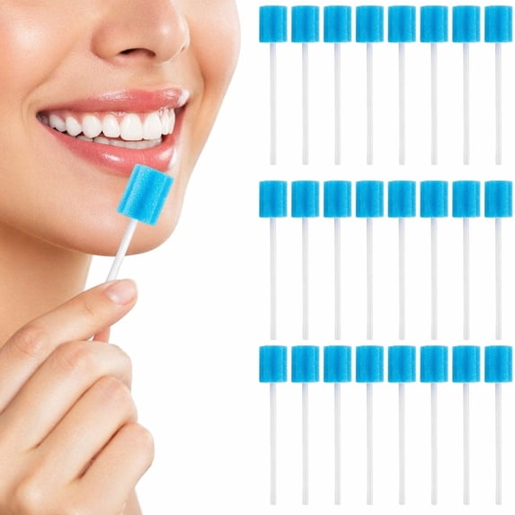 HXRH 50Pcs Disposable Oral Swabs 4.52 Inch Individually Wrapped Dental Sponge Swabs for Mouth Cleaning for Daily Oral Hygiene & Personal Care (Blue)
