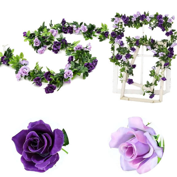 HXRH 5Pcs Artificial Fake Vine Flowers Hanging Ivy 7.87Ft Fake Rose Vines Silk Flowers Hanging Decorative Flower Vines for Room Decor Wedding Arch Flowers for Ceremony