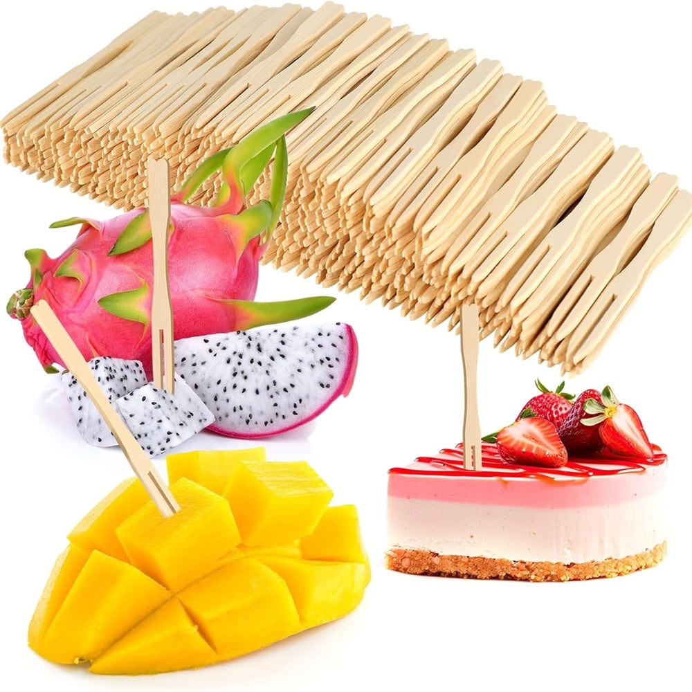 HXRH 600 Pcs Disposable Appetizer Toothpicks,Bamboo Fruit Fork,3.5 Inch ...