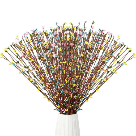 HXRH 60Pcs Artificial Floral Picks Berry Stems Spring Pip Berry 15.75 Inch Easter Berry Garland for Easter Centerpieces Craft Wreath Making Home Decor
