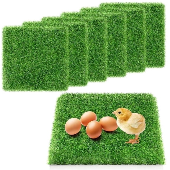 HXRH Artificial Grass Nesting Pads,12"x12" Chicken Laying Box Pads,Washable and Reusable Turf Mat,Square Thick Hens Nest Boxes Pad,for Chicken Coop Pet Garden Lawn 6 Pcs